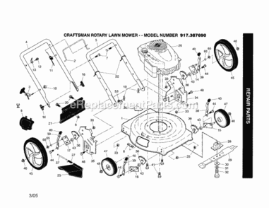 Page A Diagram and Parts List for 917387690  Craftsman Lawn Mower
