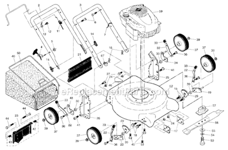 EngineHousingBagWheelsTires Diagram and Parts List for 917388850  Craftsman Lawn Mower