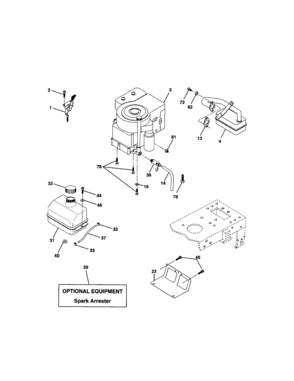 Engine Diagram and Parts List for 917271644  Craftsman Lawn Tractor