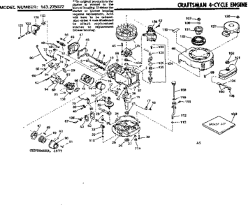 Engine Diagram and Parts List for 143275022  Craftsman Engine
