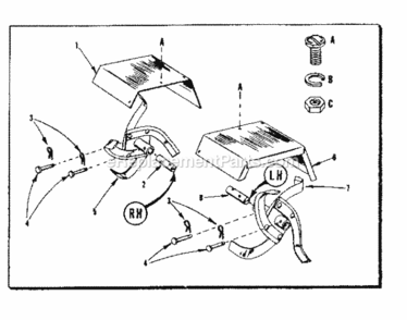 Page C Diagram and Parts List for 91762401  Craftsman Tiller