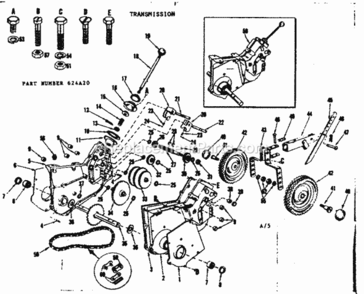 Page A Diagram and Parts List for 917624A20  Craftsman Tiller