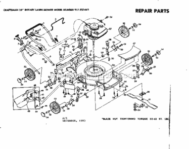 Page A Diagram and Parts List for 917921441  Craftsman Lawn Mower