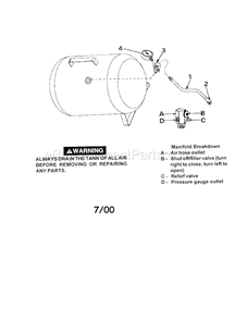 Port Air Tank Diagram and Parts List for 919152090  Craftsman Compressor