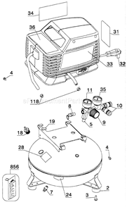 Compressor Diagram and Parts List for 91915216  Craftsman Compressor