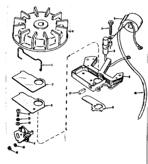 Flywheel Assembly Diagram and Parts List for 91760034  Craftsman Chainsaw