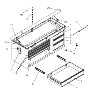 Chest Diagram and Parts List for 706619282  Craftsman Tool Stand & Cart