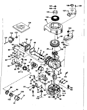 Basic Engine Diagram and Parts List for 143207072  Craftsman Engine