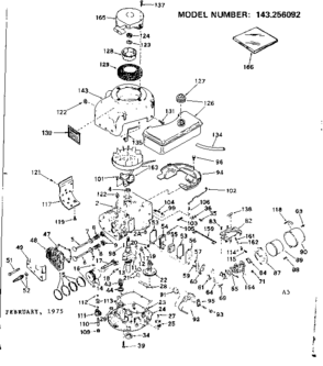 Replacement Parts Diagram and Parts List for 143256092  Craftsman Engine