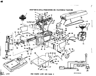 2 In. Drill Press Diagram and Parts List for 113213702  Craftsman Drill Press