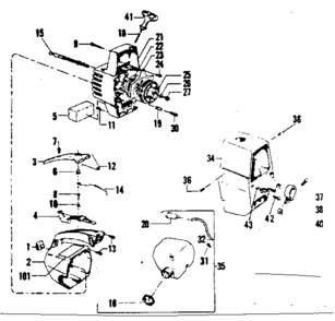 Fuel Tank Assembly Diagram and Parts List for 358798130  Craftsman Trimmer