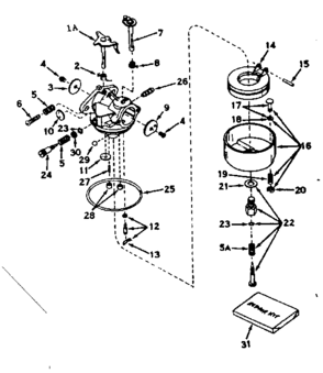 Carburetor Diagram and Parts List for 143576202  Craftsman Engine