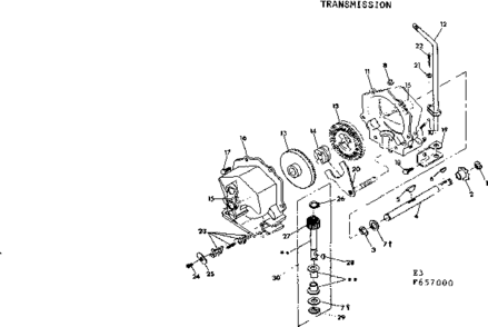 Transmission Diagram and Parts List for 536657000  Craftsman Lawn Mower