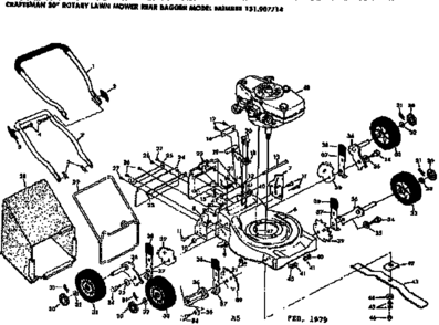 Replacement Parts Diagram and Parts List for 131907714  Craftsman Lawn Mower