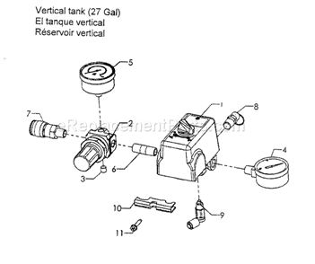 Regulator Diagram and Parts List for 92116474  Craftsman Compressor