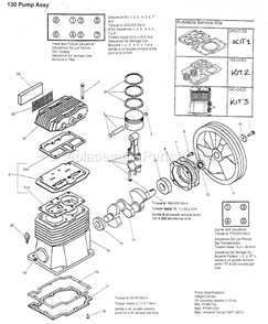 Pump Asy Diagram and Parts List for 92116474  Craftsman Compressor
