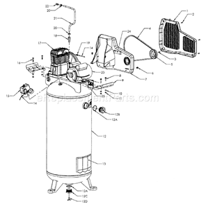 Compressor Diagram and Parts List for 92116476  Craftsman Compressor