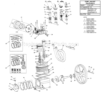 Pump Diagram and Parts List for 92116477  Craftsman Compressor
