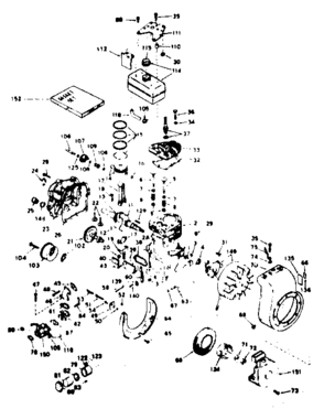 Basic Engine Diagram and Parts List for 143631092  Craftsman Engine