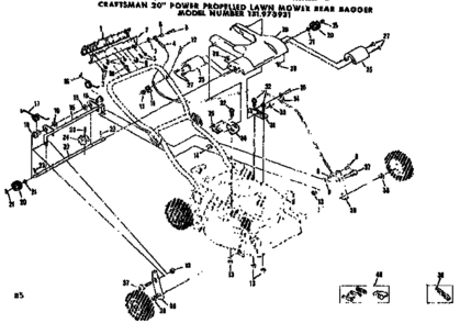 Handle Assembly Diagram and Parts List for 131973931  Craftsman Lawn Mower