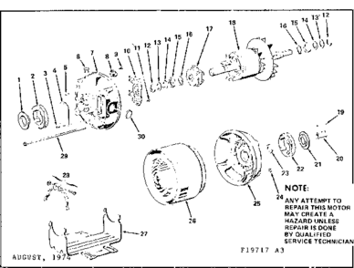 3 H.p. Belted Fan & Blower Split-phase A.c. Motor Diagram and Parts List for 11319717  Craftsman Miscellaneous