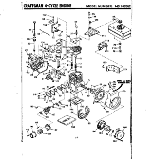 Replacement Parts Diagram and Parts List for 143742052  Craftsman Engine