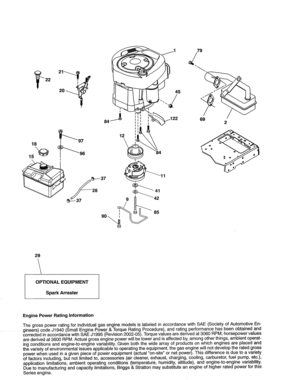 Engine Diagram and Parts List for 917992311  Craftsman Lawn Tractor