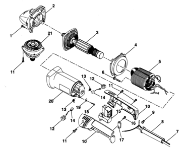 Motor Assy Diagram and Parts List for 315115080  Craftsman Grinder