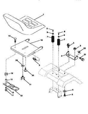 Seat Assembly Diagram and Parts List for 917270610  Craftsman Lawn Tractor