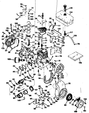 Basic Engine Diagram and Parts List for 143547012  Craftsman Engine