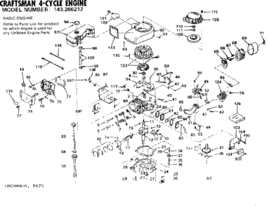 Engine Diagram and Parts List for 143266212  Craftsman Engine