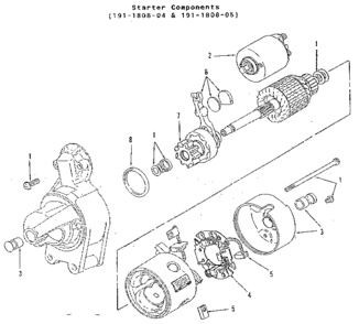 Starter Components (191-1808-04 & 191-1808-05) Diagram and Parts List for 73911054C  Craftsman Engine