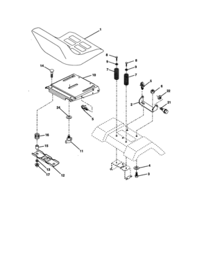 Seat Assembly Diagram and Parts List for 917277320  Craftsman Lawn Tractor