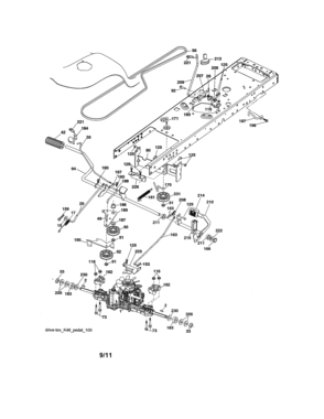 Ground Drive Diagram and Parts List for 917276905  Craftsman Lawn Tractor