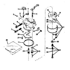 Carburetor Diagram and Parts List for 143541122  Craftsman Engine