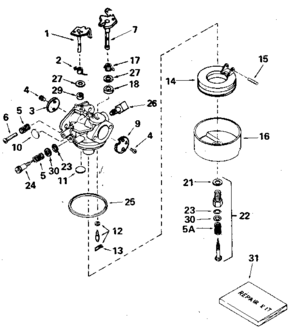 Replacement Parts Diagram and Parts List for 143406072  Craftsman Engine