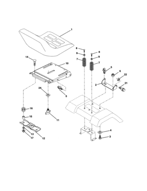 Seat Assembly Diagram and Parts List for 917277230  Craftsman Lawn Tractor