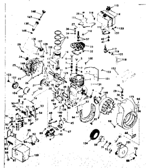 Basic Engine Diagram and Parts List for 143584122  Craftsman Engine