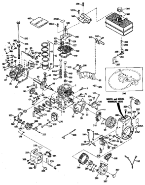 Replacement Parts Diagram and Parts List for 143816032  Craftsman Engine