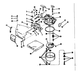 Carburetor And Speed Control Diagram and Parts List for 14360327  Craftsman Engine