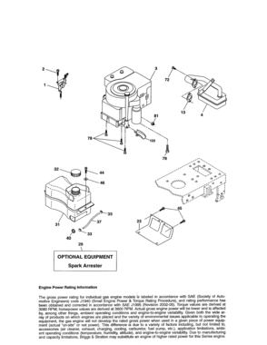 Engine Diagram and Parts List for 917280150  Craftsman Lawn Tractor