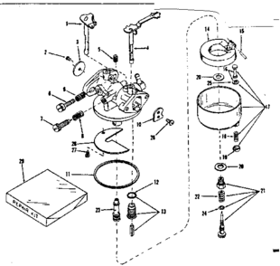 Carburetor Diagram and Parts List for 143521131  Craftsman Engine