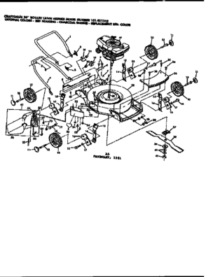 Replacement Parts Diagram and Parts List for 131921322  Craftsman Lawn Mower
