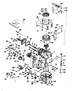 Basic Engine Diagram and Parts List for 143223042  Craftsman Engine