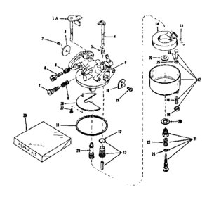 Carburetor Diagram and Parts List for 143124061  Craftsman Engine