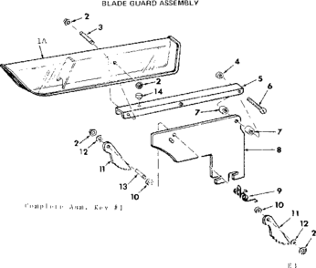 Blade Guard Assembly Diagram and Parts List for 11324190  Craftsman Power Motor