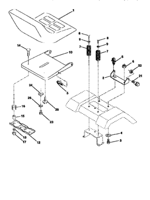 Seat Assembly Diagram and Parts List for 917259980  Craftsman Lawn Tractor
