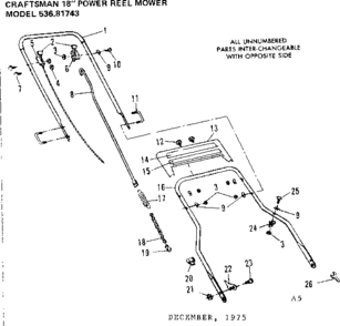 Handle Assembly Diagram and Parts List for 53681743  Craftsman Lawn Mower