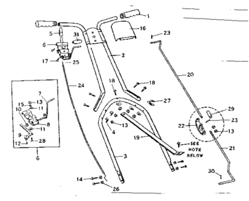 Handle Assembly Diagram and Parts List for 53682123  Craftsman Snow Blower