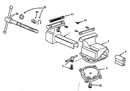 Unit Parts Diagram and Parts List for 50651871  Craftsman Vise